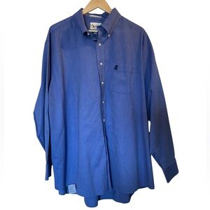 WALT DISNEY WORLD Mickey Mouse Logo Blue Button Down Long Sleeve  Shirt - Sz XXL